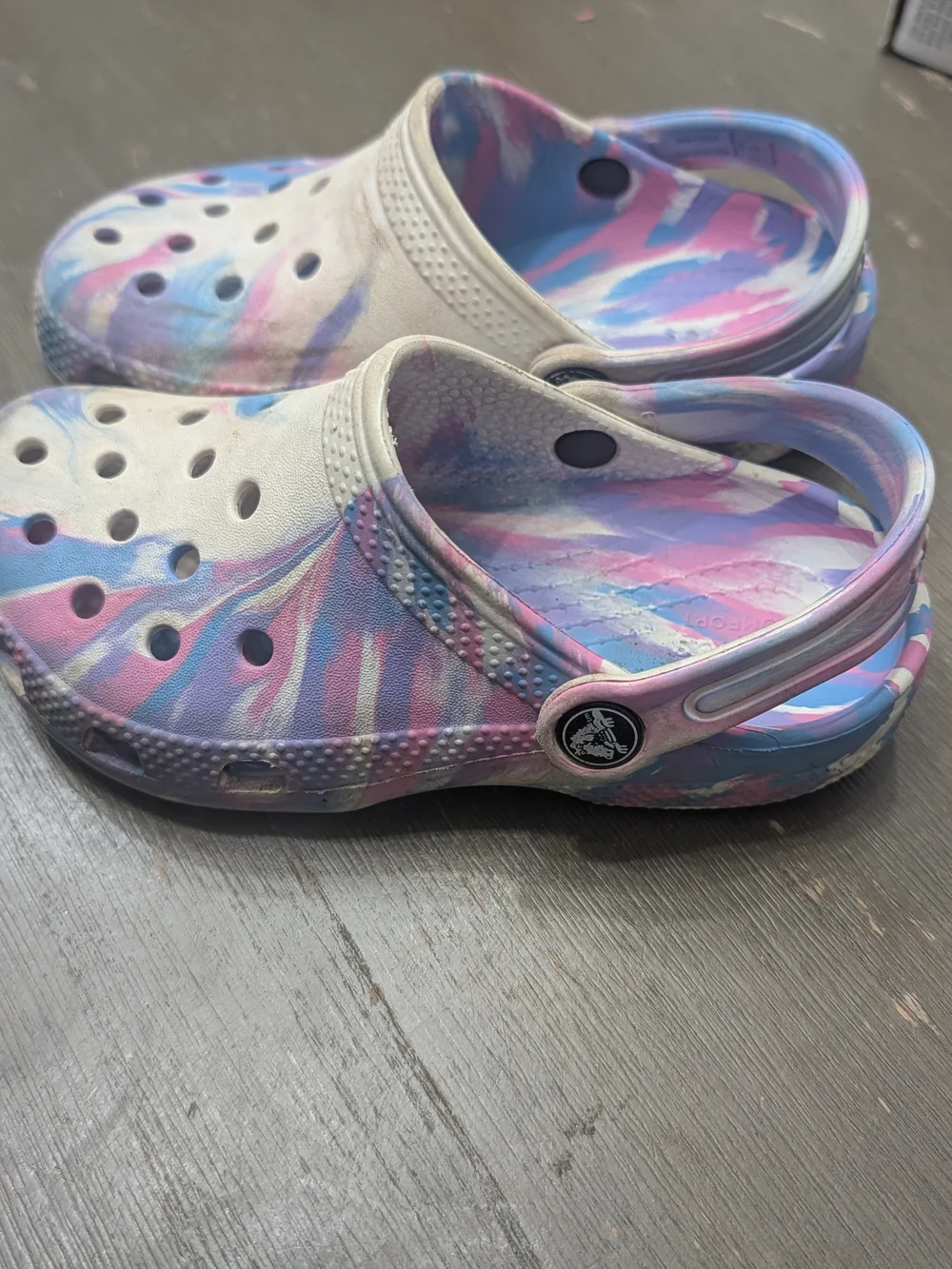 CROCS Kids Marbled Pastel Blue Pink Purple Clogs